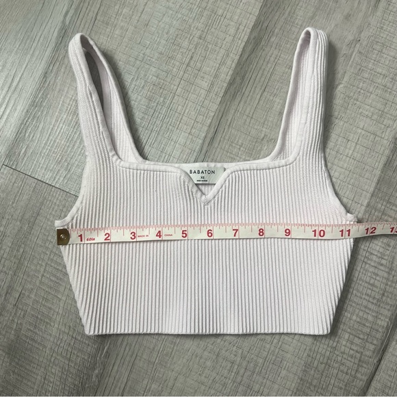 ARITZIA BABATON Sculpt Knit Notch Tank Ribbed Top Cropped XS - Picture 8 of 9